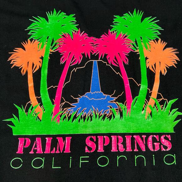 Vintage 90s Neon Palm Spring California Palm Tree Graphic XL - Picture 3 of 9